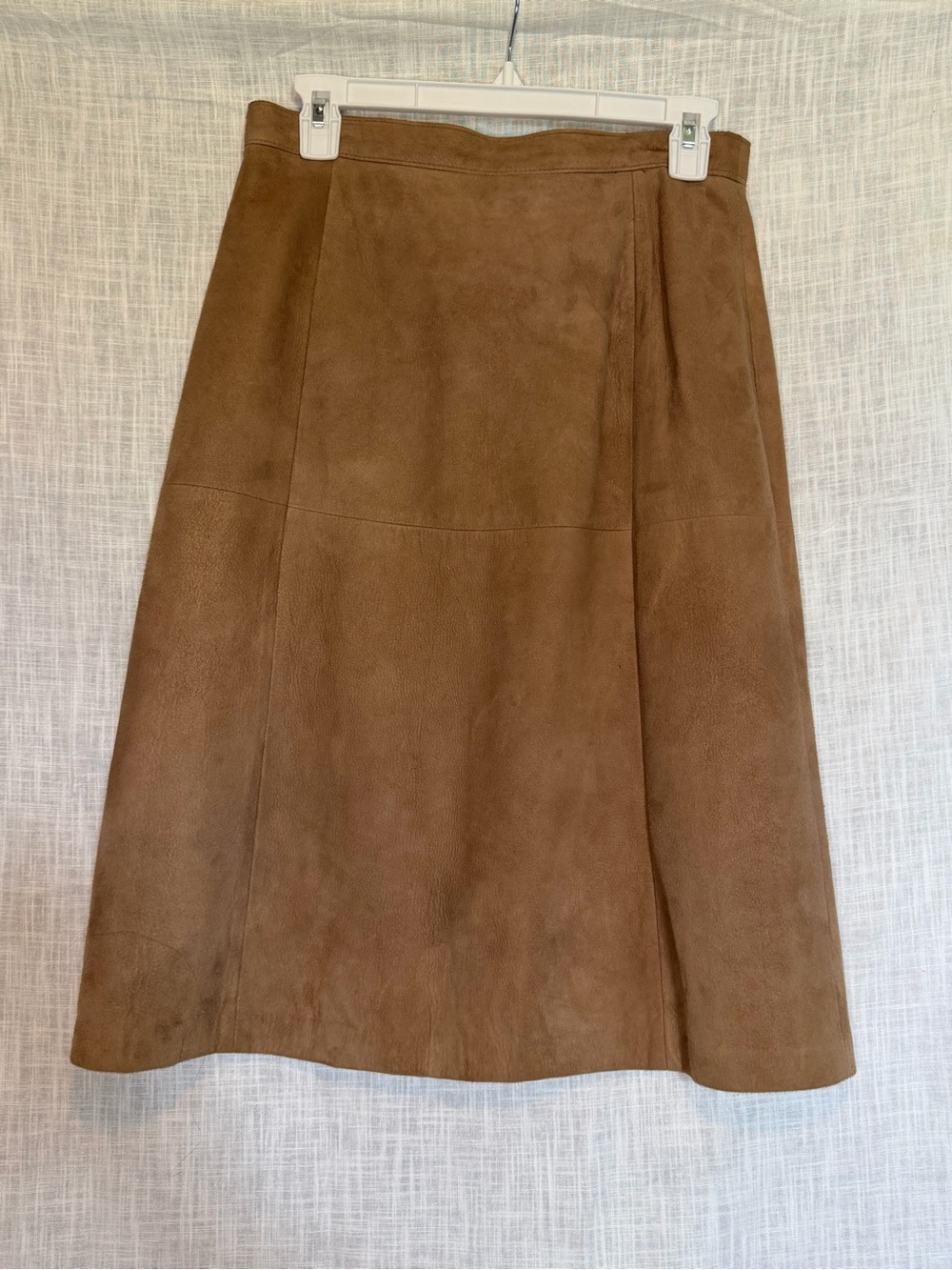 Women's Brown 100% Suede Leather A-Line Midi Skirt - Picture 2 of 7